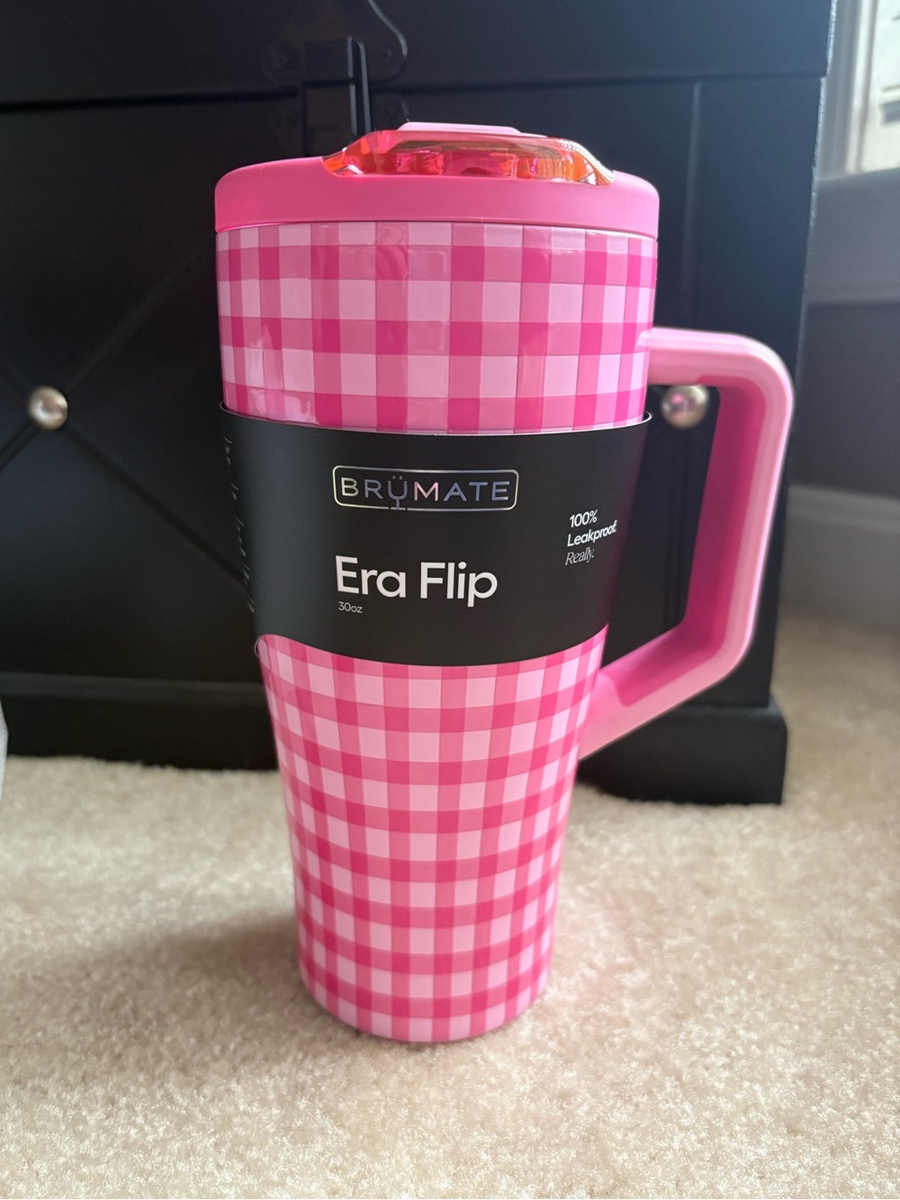 NWT BRUMATE ERA FLIP 30 fl oz Pink Gingham Travel Tumbler with Handle